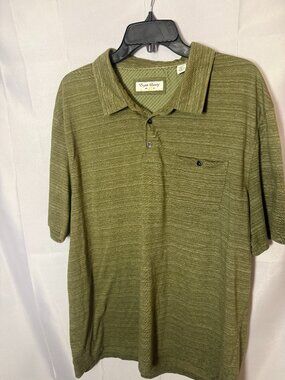 English Laundry XXL Olive Green Heather Polo Shirt Pocket Short Sleeve